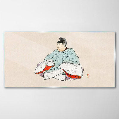 Obraz na skle Japonský umělec v tradičním kroji