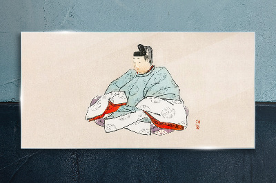 Obraz na skle Japonský umělec v tradičním kroji