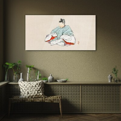 Obraz na skle Japonský umělec v tradičním kroji