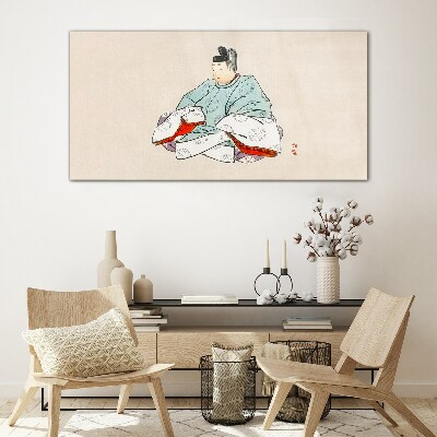 Obraz na skle Japonský umělec v tradičním kroji