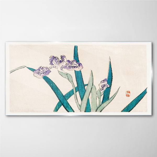 Obraz na skle Asijské květiny kreslení