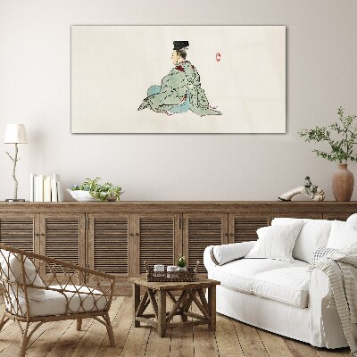 Obraz na skle Japonská kráska v tradičním kimonu