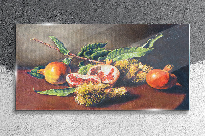 Obraz na skle Ovocný větev granátové jablko
