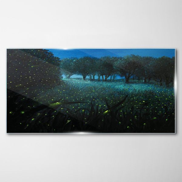 Obraz na skle Lesní noční fireflies