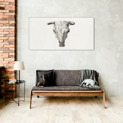 Obraz na skle Kreslení zvířecí krávy lebka