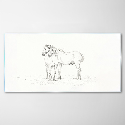 Obraz na skle Kreslení zvířat Koně