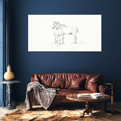 Obraz na skle Kreslení zvířat Koně