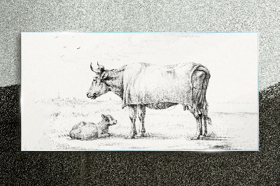 Obraz na skle Kreslení zvířat kráva tele