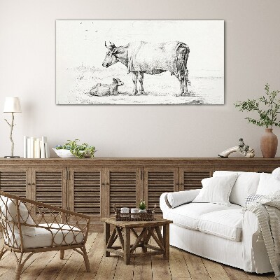 Obraz na skle Kreslení zvířat kráva tele