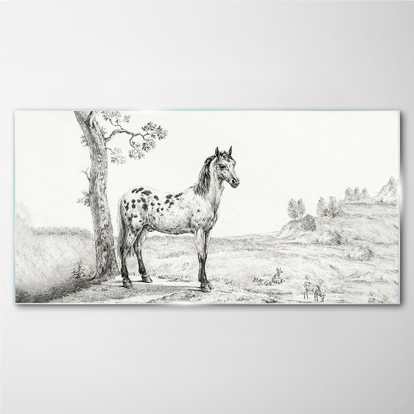 Obraz na skle Kresba koní zvířata