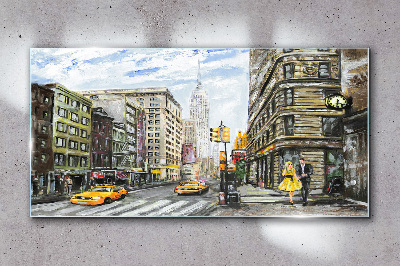 Obraz na skle Ulice v New Yorku ve žlutých taxících