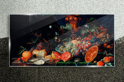 Obraz na skle Zátiší ovoce a ústřice