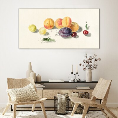 Obraz na skle Ovocné třešně broskve