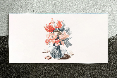 Obraz na skle Kresba květin závod
