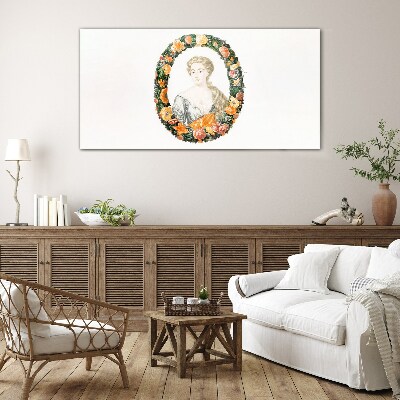 Obraz na skle Portrét ženy s květinami