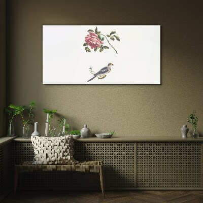 Obraz na skle Zvířecí pták větev květina
