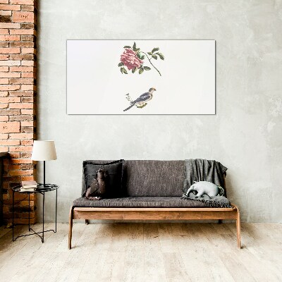 Obraz na skle Zvířecí pták větev květina