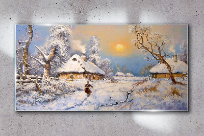Obraz na skle Venkovský zimní sníh