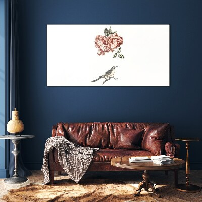Obraz na skle Zvířecí ptáci květiny