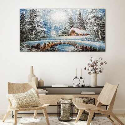 Obraz na skle Zimní sníh lesní příroda