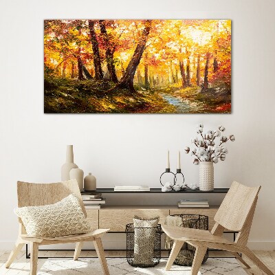 Obraz na skle Podzimní Lesní listy přírody