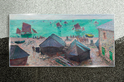 Obraz na skle Přímořská krajina s loděmi