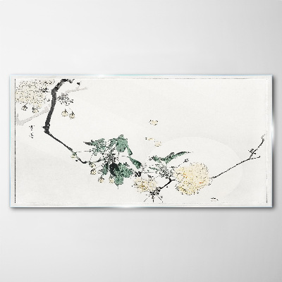 Obraz na skle Větev listy květiny