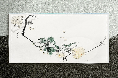 Obraz na skle Větev listy květiny