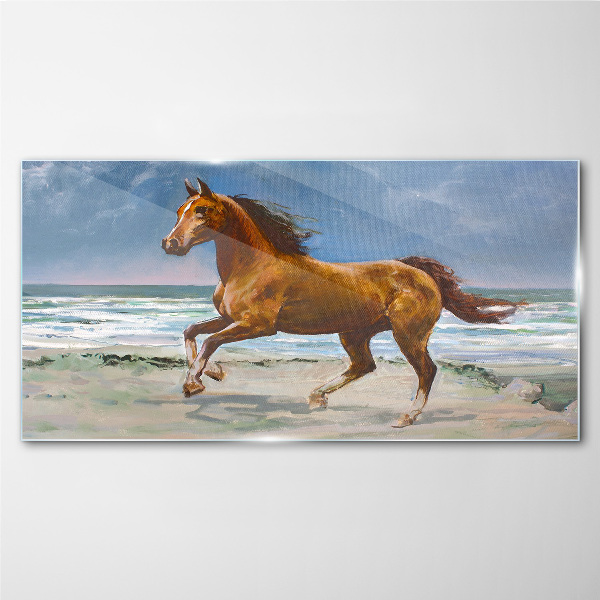 Obraz na skle Pláž pobřeží koně moře vlny