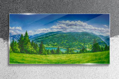 Obraz na skle Lesní krajina mraky