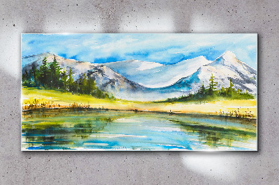 Obraz na skle Jezero hory lesní krajina