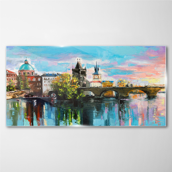 Obraz na skle Praha v barvách západu slunce