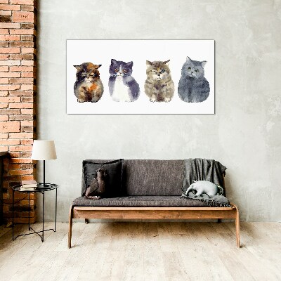 Obraz na skle Zvířata Akvarel kočky