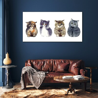 Obraz na skle Zvířata Akvarel kočky