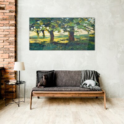 Obraz na skle Abstrakce strom trávy