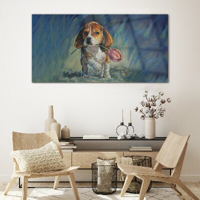 Obraz na skle Abstraktní zvířecí pes květina