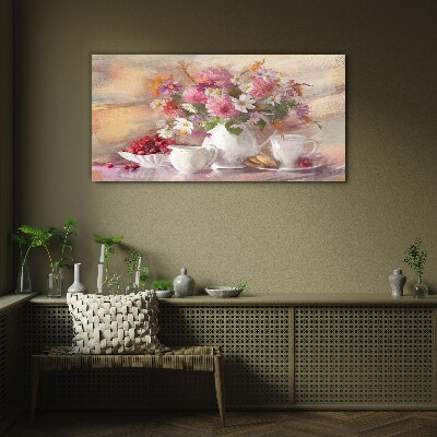 Obraz na skle Abstrakce květiny cups