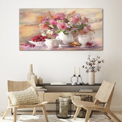 Obraz na skle Abstrakce květiny cups