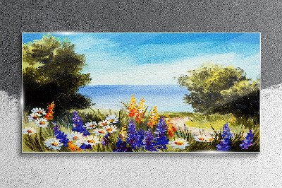 Obraz na skle Mořský strom květiny obloha
