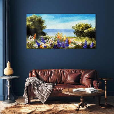 Obraz na skle Mořský strom květiny obloha
