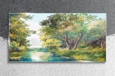 Obraz na skle Lesní vodní stromy obloha