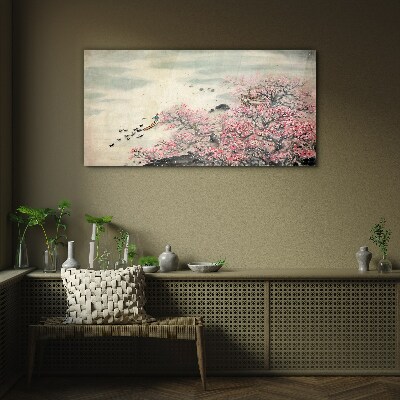 Obraz na skle Kachní květiny strom