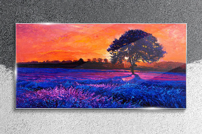 Obraz na skle Sunset strom květiny
