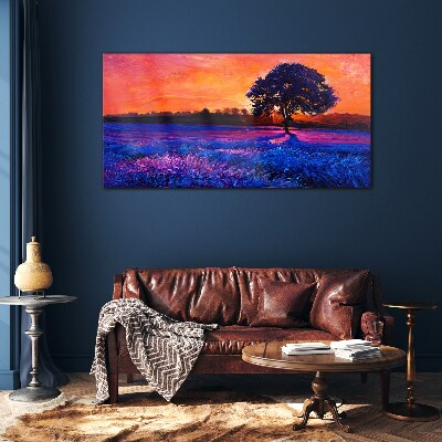 Obraz na skle Sunset strom květiny