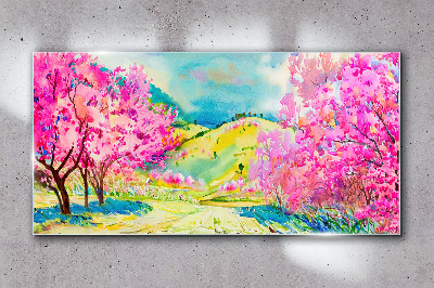 Obraz na skle Abstrakce stromu kopce