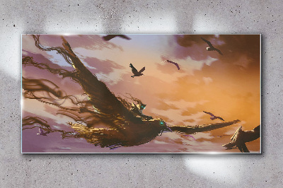 Obraz na skle Fantasy abstrakce ptáků