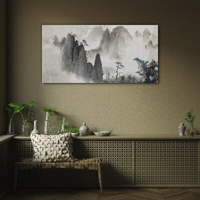 Obraz na skle Moderní horský mlhový strom