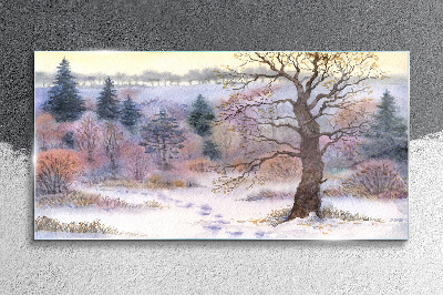 Obraz na skle lesní zimní sníh příroda