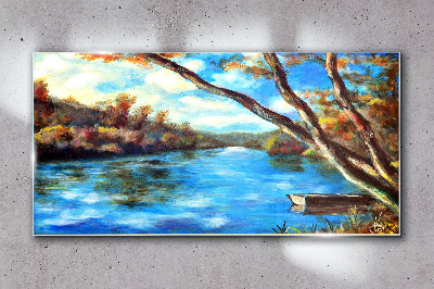 Obraz na skle Lesní řeka mrak příroda