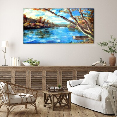Obraz na skle Lesní řeka mrak příroda